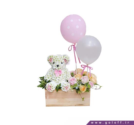هدیه ی زایمان - گل تولد نوزاد خرسی و بادکنک - Flower Toy | گل آف